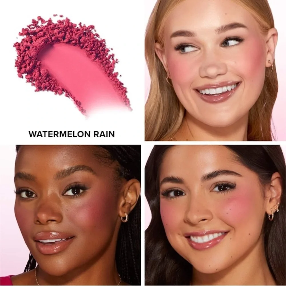 NIB Too Faced Cloud Crush Blurring Powder Blush In Watermelon Rain - Fuchsia